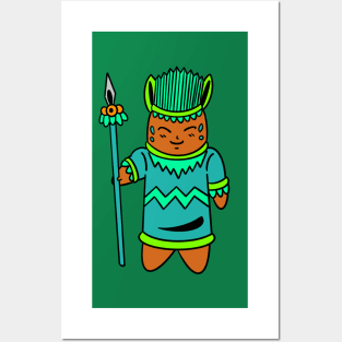 Cartoon spear warrior Posters and Art